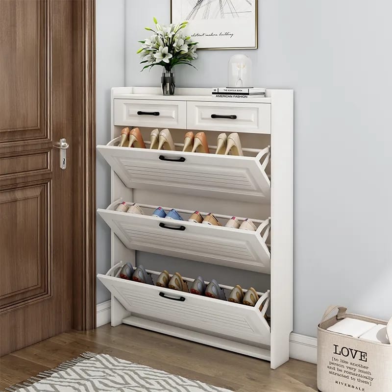 Bucket Flip Shoe Cabinet – Modern Slim Shoe Rack with Flip-Top Storage | High-Capacity Entryway Organizer for Homes in Kenya