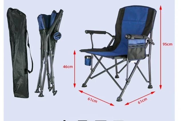 Folding Camping Chair Heavy Duty Support Outdoor Chairs with Arm Rest Cup Holder and Portable Carrying Bag for Fishing Garden Picnic and Travel