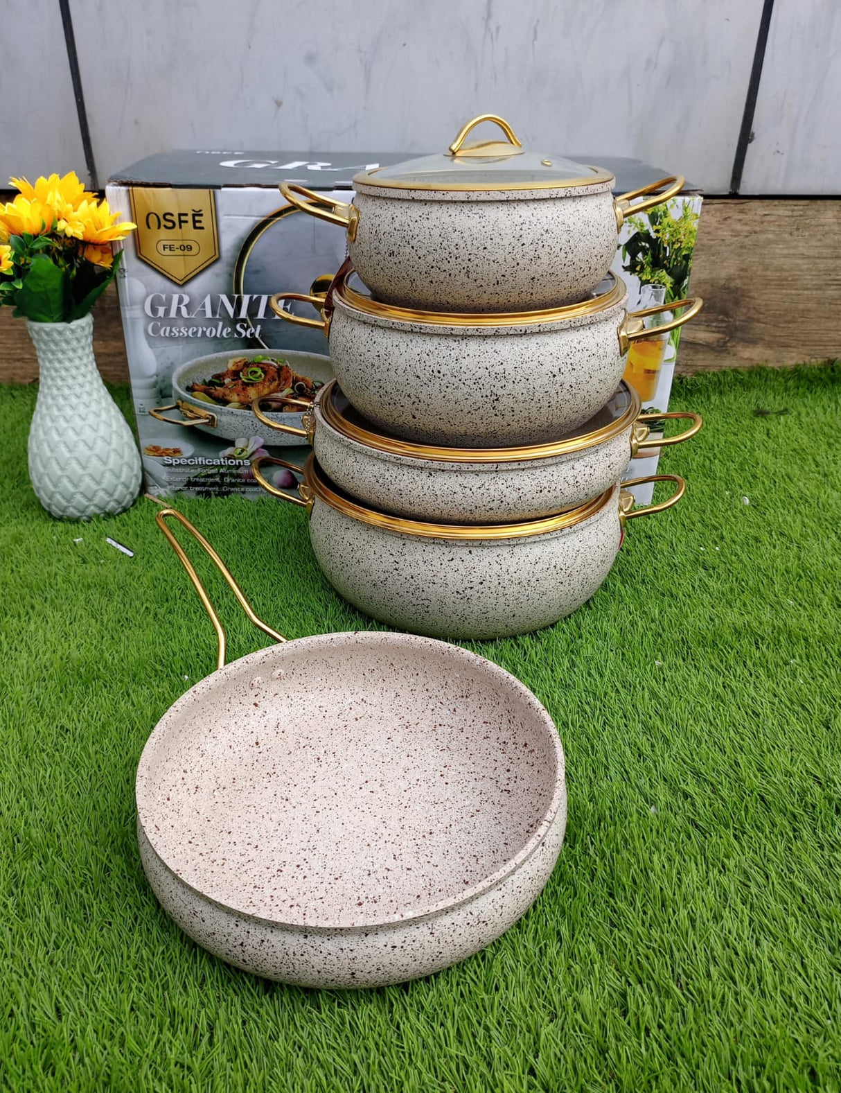 9pcs Granite Classy Cookware Set