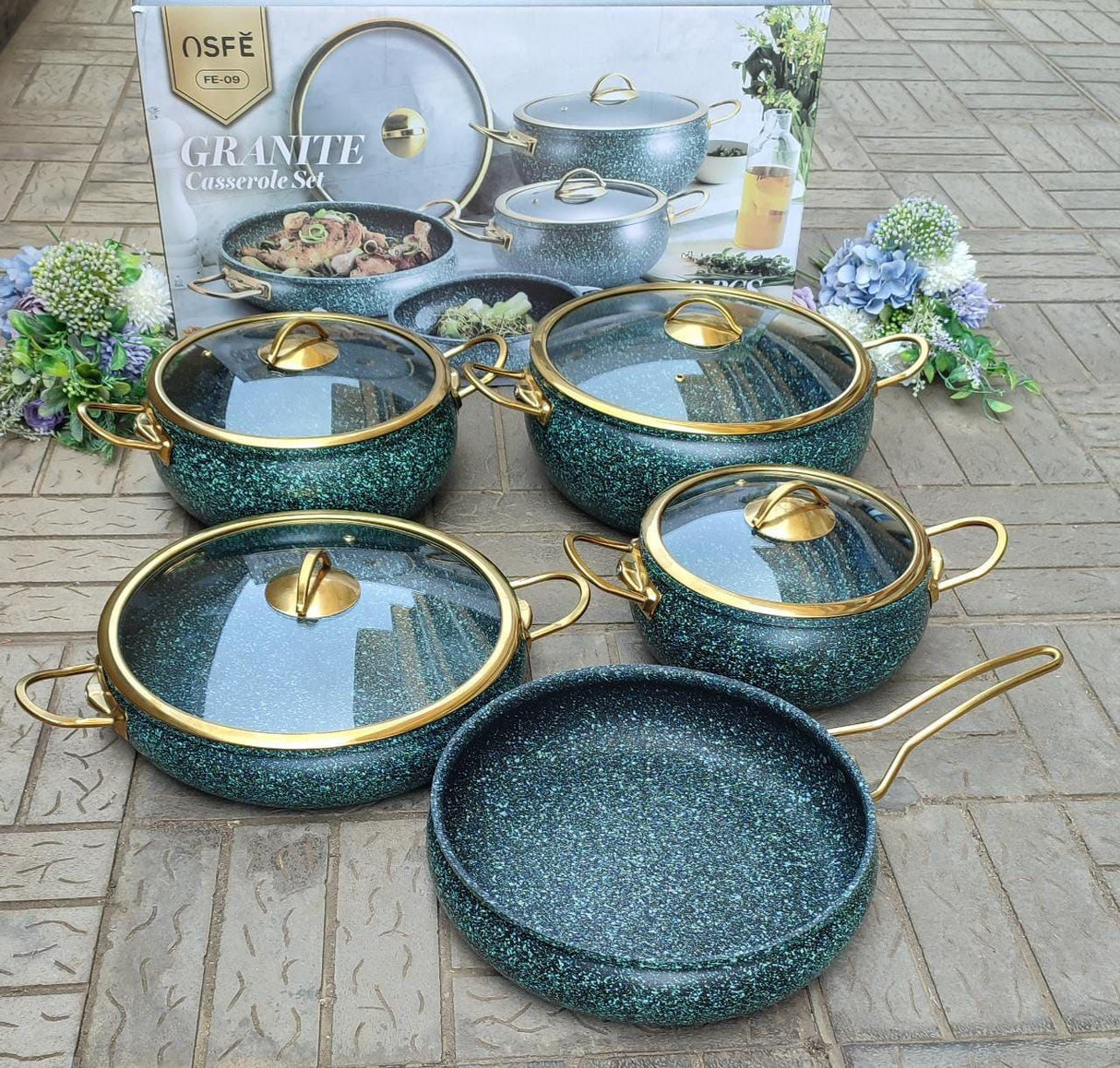 9pcs Granite Classy Cookware Set