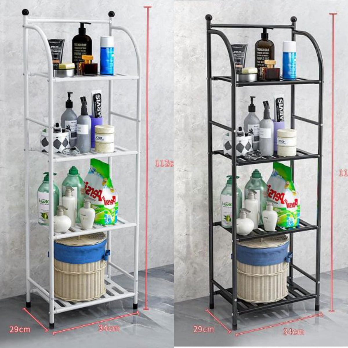 Bathroom Storage Trio: Corner Shower Caddy, 3 Tier Acrylic Rack and 4 Layer Toilet Rack