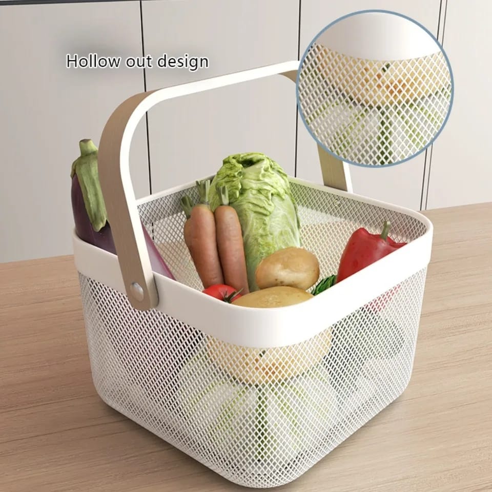 Multipurpose Mesh Storage Basket with Handles Fruit, Vegetables & Household Organizer