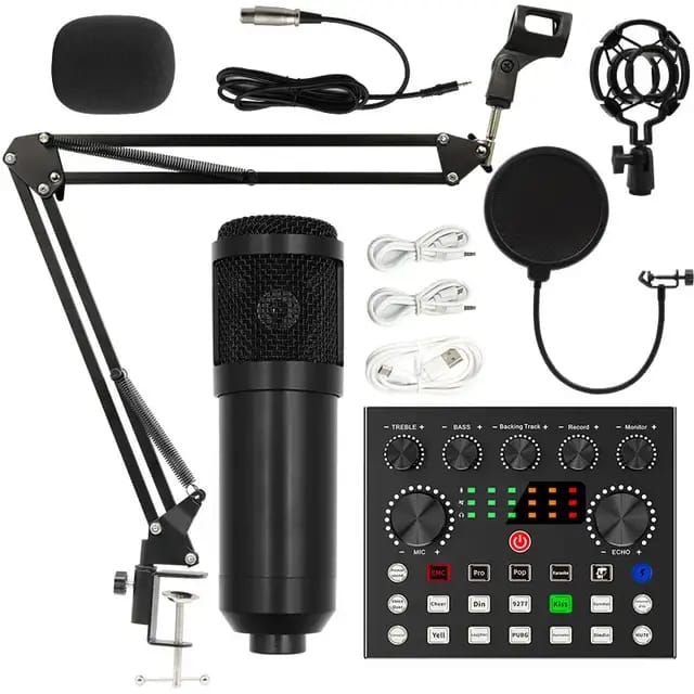 BM800 Condenser Microphone with V8 sound card for Live recording