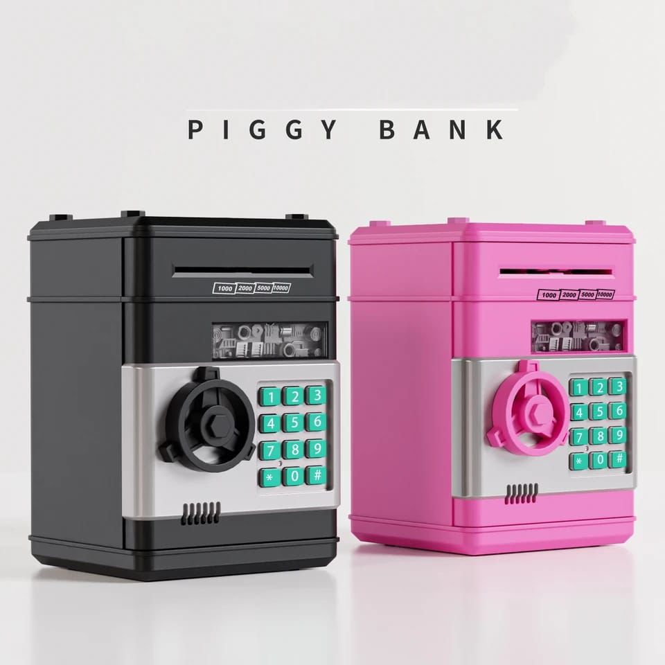 Electronic kids saving piggy bank.