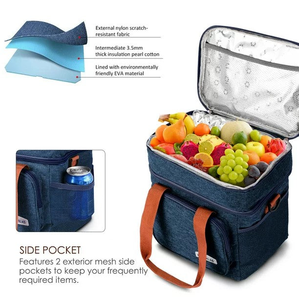 Large Capacity Insulated Lunch Box Handbag with Aluminum Foil | Waterproof Thermal Food Bag – Thickened Cooler Tote for Office, School, Travel & Picnics