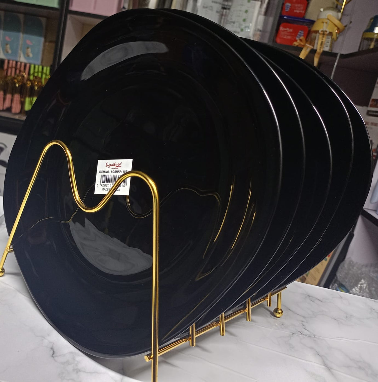 6pc Signature Square black Dinner Plates