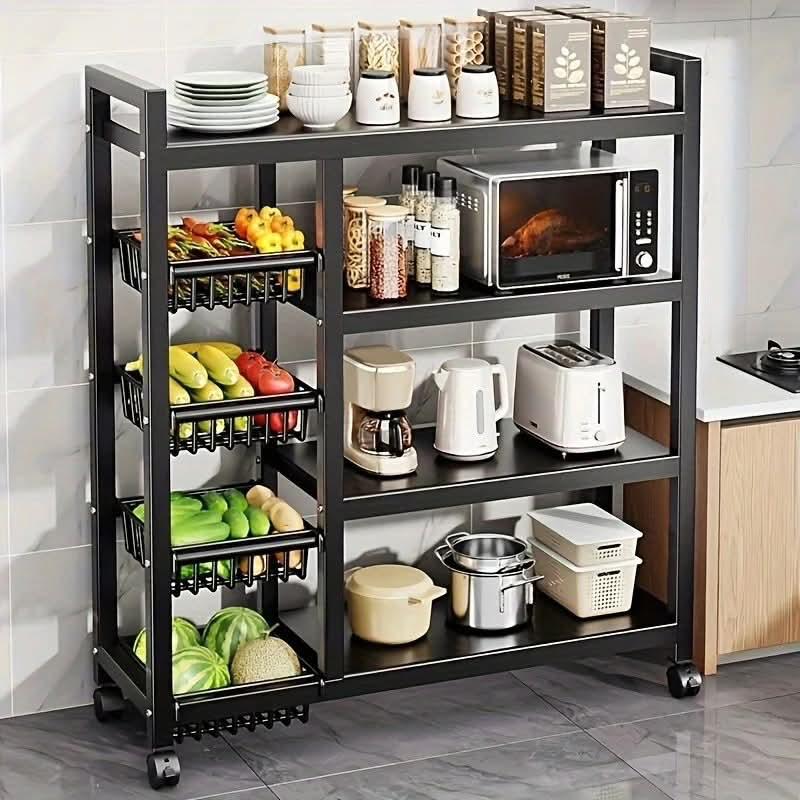 Multifunctional Metal Kitchen Storage Rack & Organizer Shelf