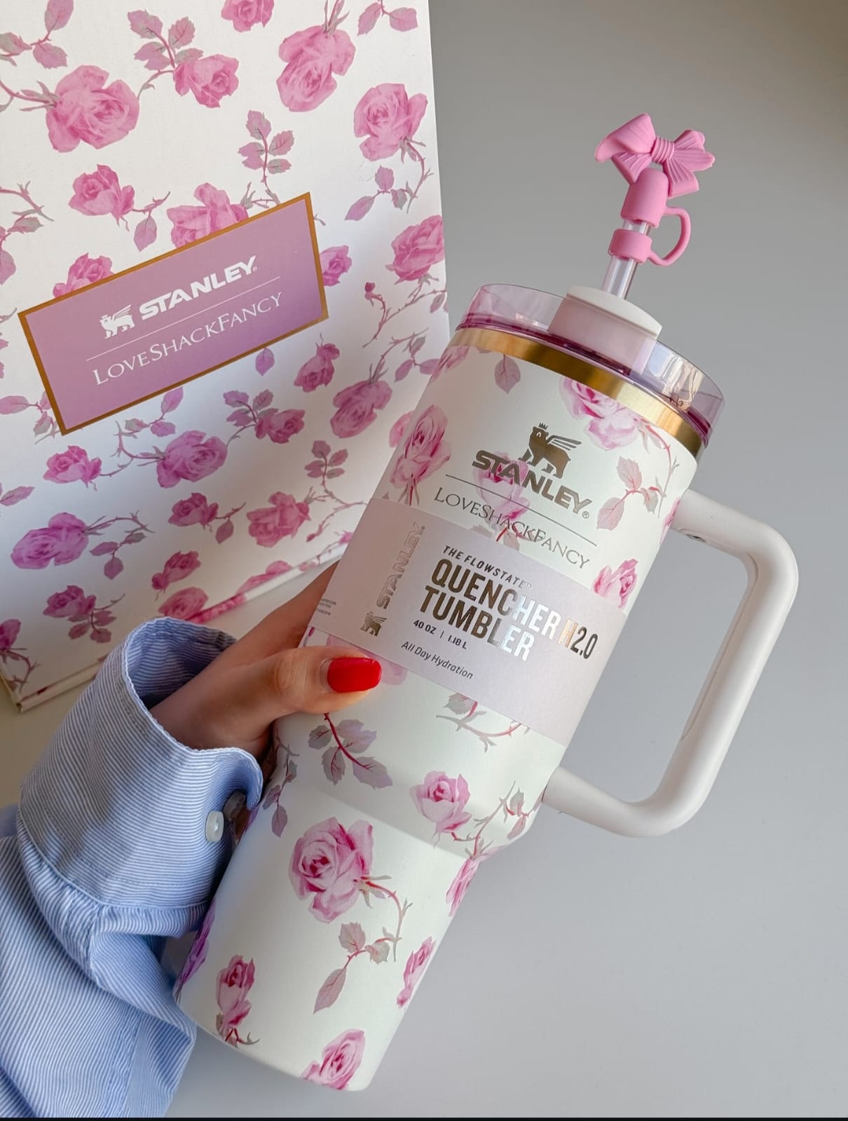 Stanley x LoveShackFancy Tumbler – 1.2L Floral Vacuum-Insulated Mug with Straw Lid