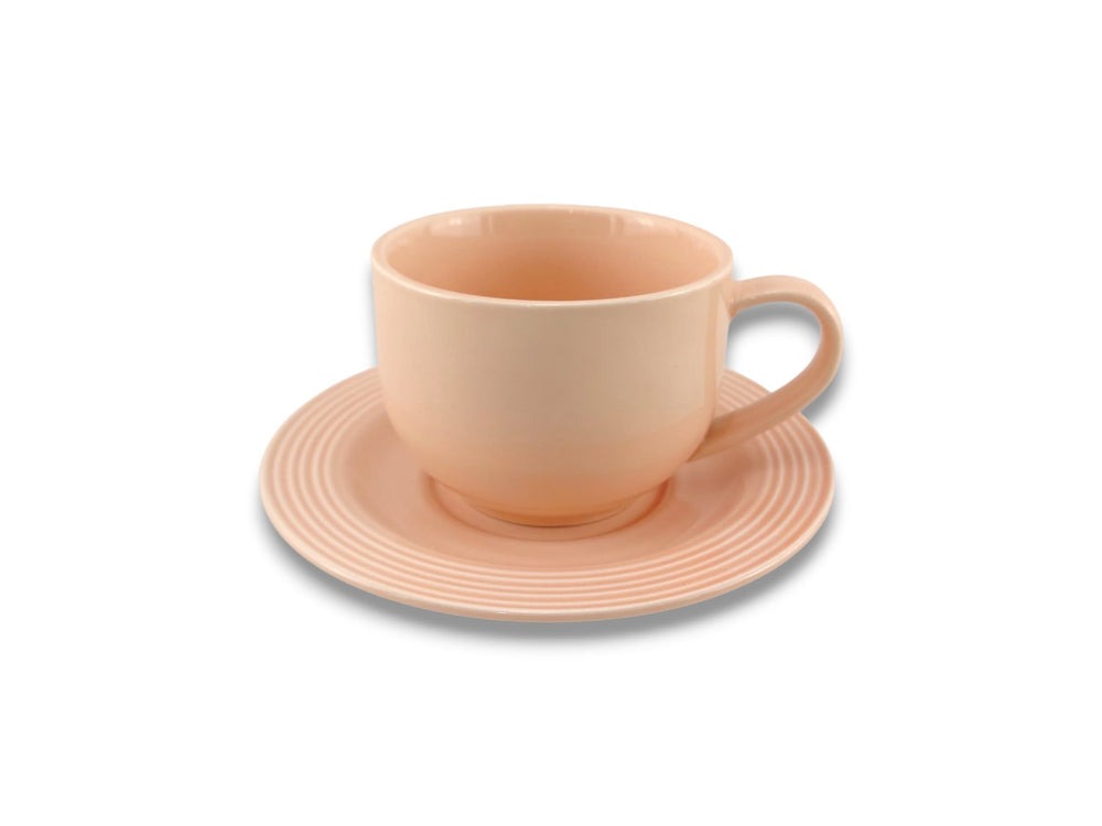 Danny Home 12pcs Black Cup & Saucer Set 300ml | Ceramic Tea & Coffee Set