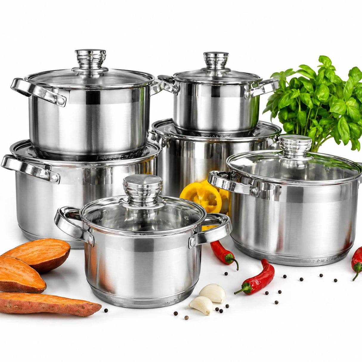 Edenberg Stainless Steel Cookware Set 12 Pcs