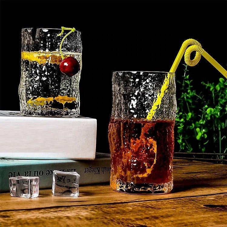 Vintage Bark Design Glass Set – 6pcs Water & Juice Glasses
