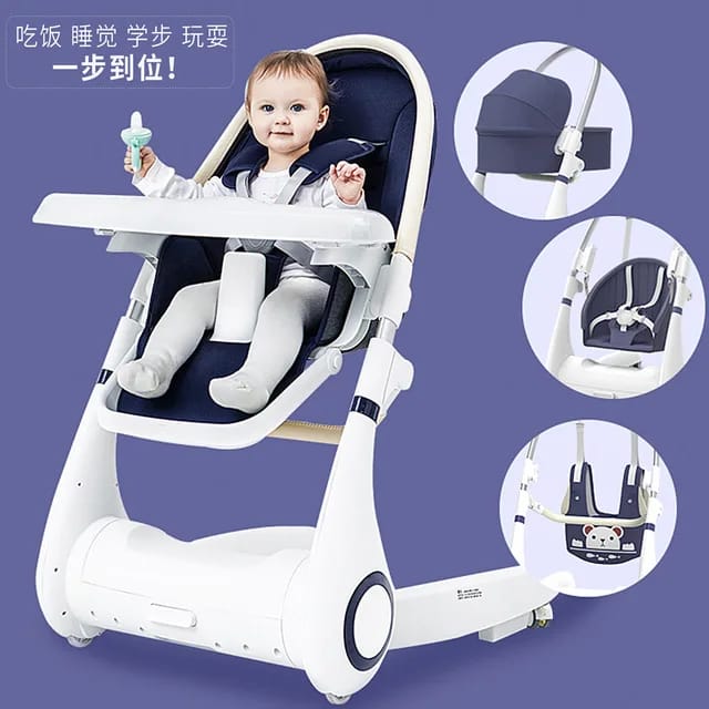 Luxury adjustable aluminum multi-functional 4 in 1 baby sleeping crib swing dining table chair