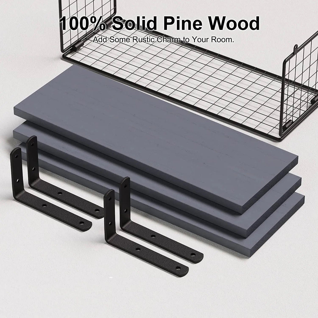 Solid pine wood bathroom floating shelves