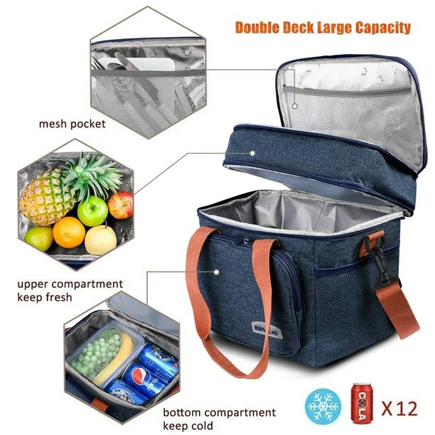 Large Capacity Insulated Lunch Box Handbag with Aluminum Foil | Waterproof Thermal Food Bag – Thickened Cooler Tote for Office, School, Travel & Picnics