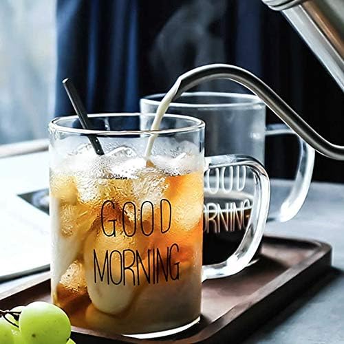 Borosilicate Good Morning Printed Glass Mug with Handle