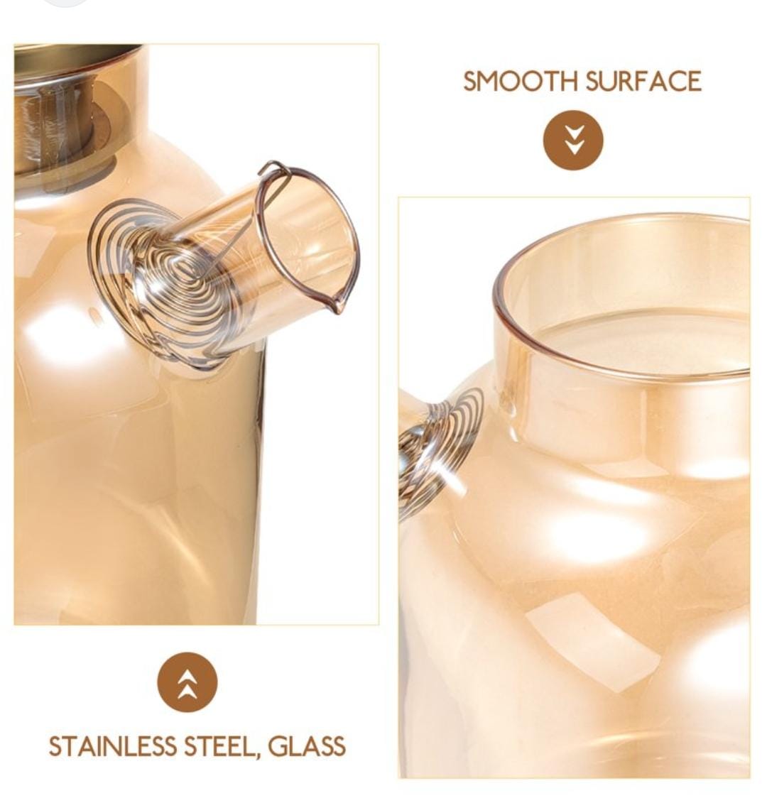 Chapin 1800ml golden glass pitcher tea pot with a spring sieve