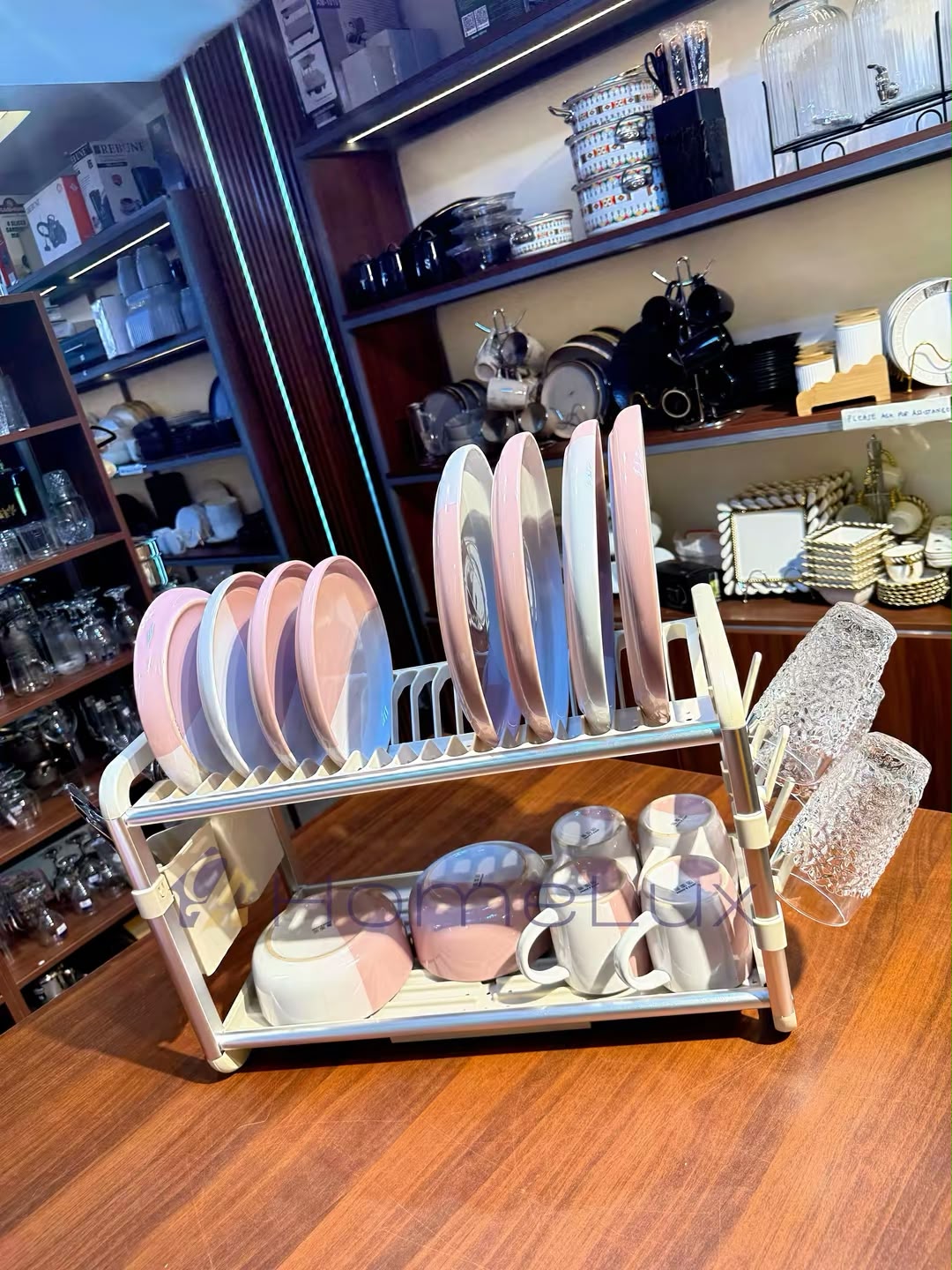 Aluminium Dish Drying Rack Multifunctional Dish Rack, Large Capacity Dish Drainer for Kitchen Counter, Rustproof Dish Drying Rack with Cutlery & Cup Holders