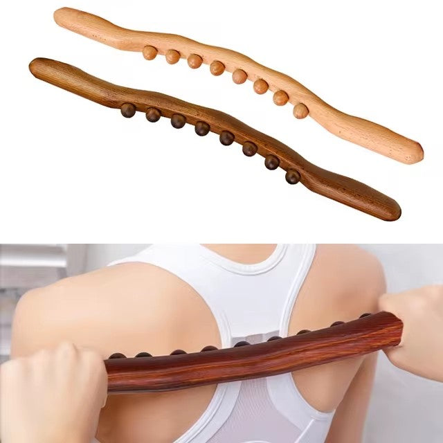 Wooden Gua Sha Stick Body Massage Tool Abdominal Cellulite Massage Backpain Relief Wood Therapy Massage Cup 8 Beads Handheld