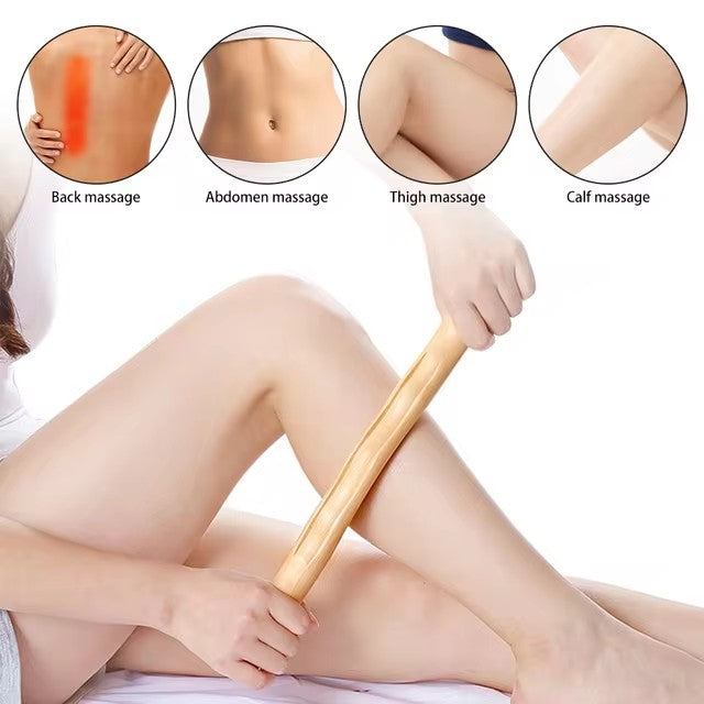 Wooden Gua Sha Stick Body Massage Tool Abdominal Cellulite Massage Backpain Relief Wood Therapy Massage Cup 8 Beads Handheld