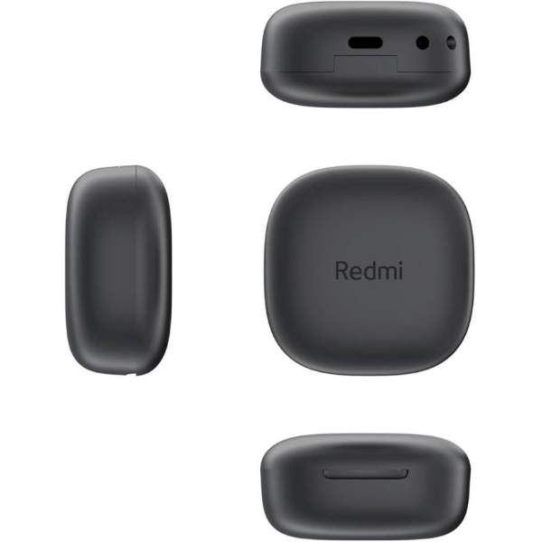 Redmi Buds 6 Play black charging case open showing both earbuds