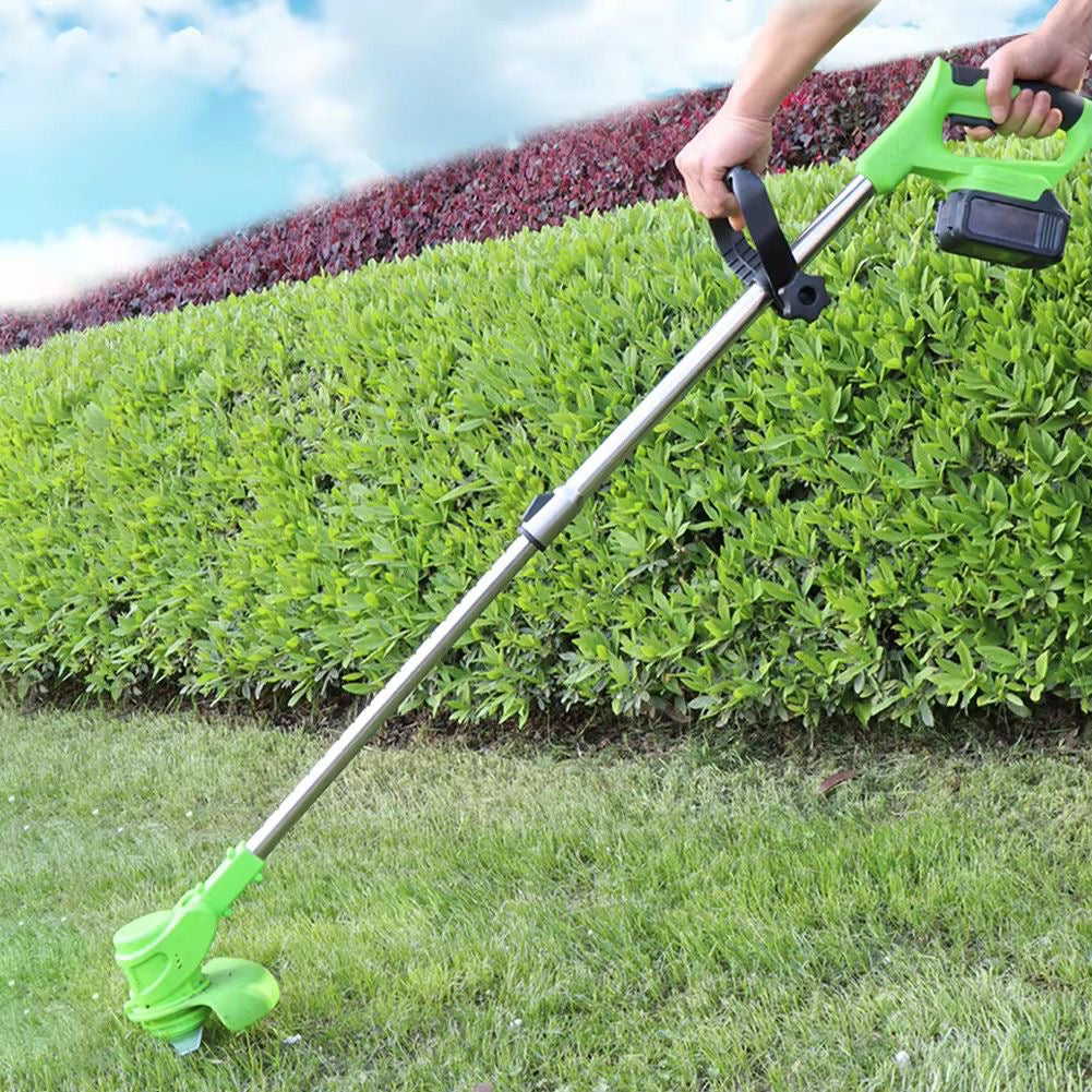 Cordless Grass Cutter & Lawn Mower 21V Dual Battery, Telescopic Handle, Family Garden Use