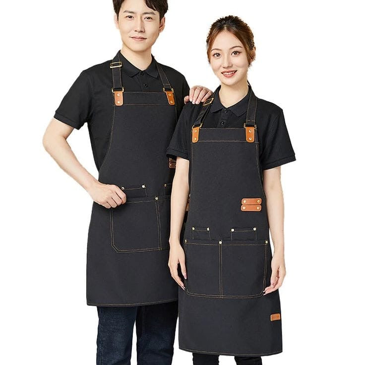 Canvas Chef Apron Cross Back Apron for Men and Women with Adjustable Straps and Large Pockets Canvas Apron