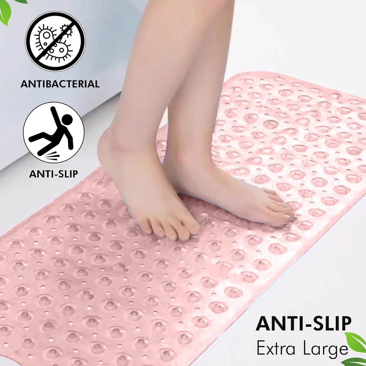 Bath Mat Non Slip Anti-Slip with Suction Cups and Drain Holes For Bathtub