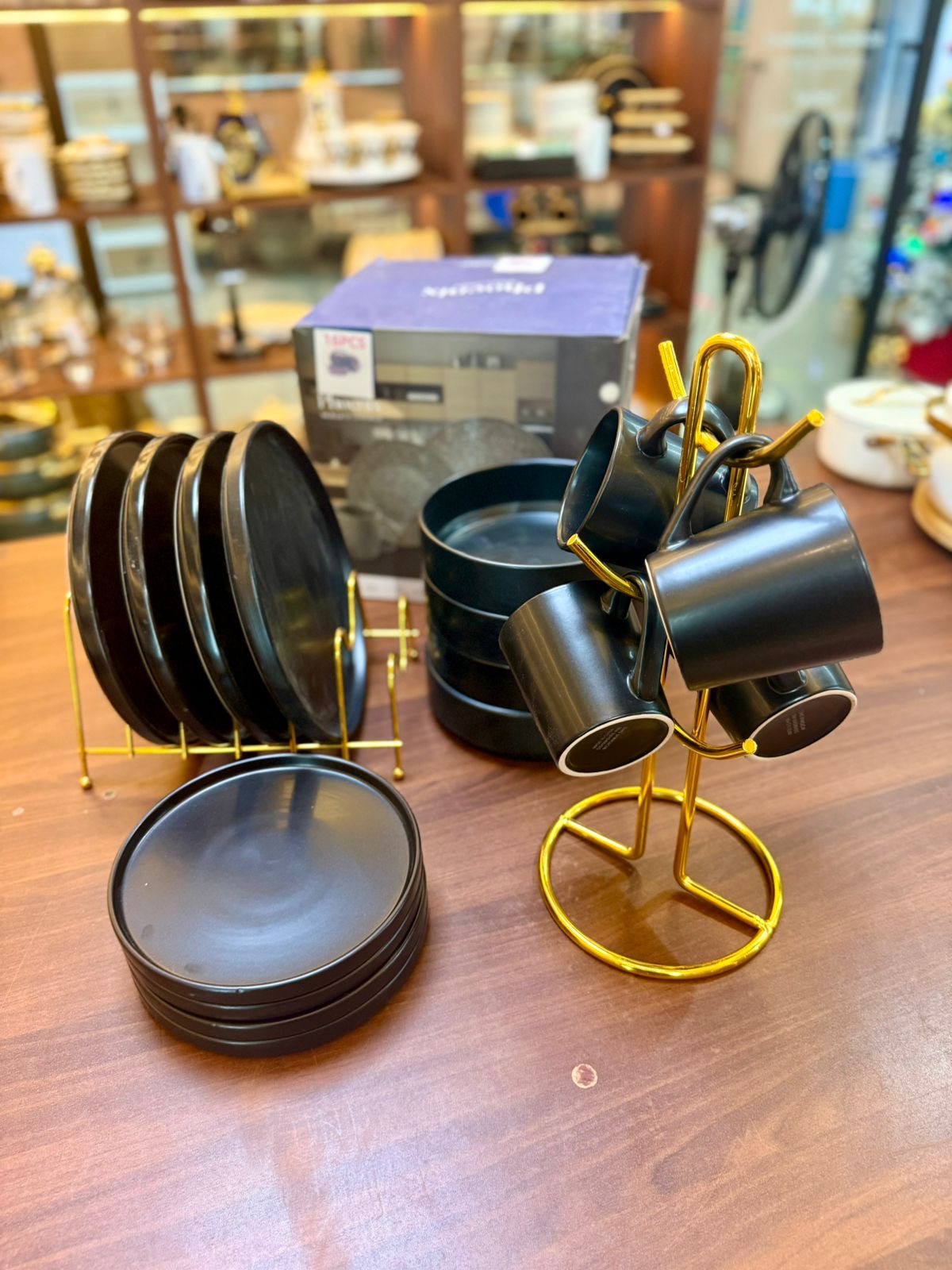 16-Piece Black Ceramic Dinner Set | Elegant Stoneware Plates, Bowls & Cups | Homelux Kenya