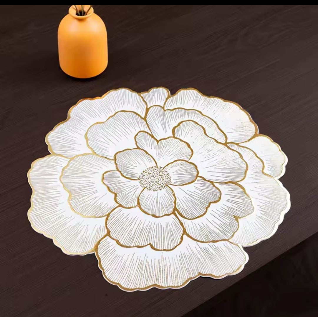 PVC Waterproof Heat Resistant Table Mats & Placemats Set of 6 โ Gold Dining Table Mats