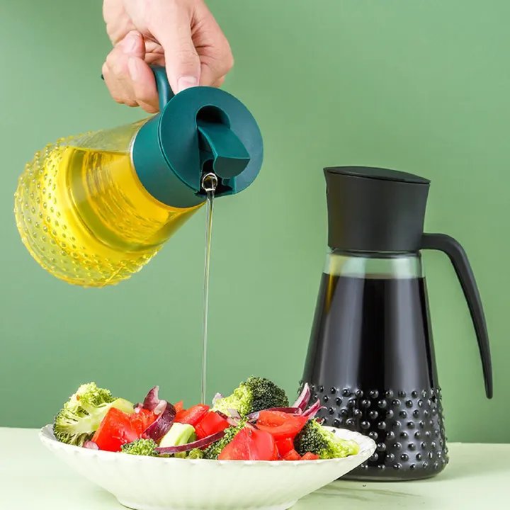 630ml Glass Oil Bottle, Olive Oil Dispenser & Oil Pot Canister with Automatic Opening & Closing Lid, Glass Cooking Oil Dispenser Bottle, Vinegar Container Kenya
