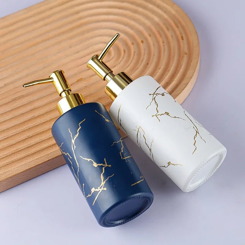 320ml Marble Glass Soap Dispenser & Hand Sanitizer Bottle – Transparent Thickened Glass Press Pump for Bathroom & Kitchen