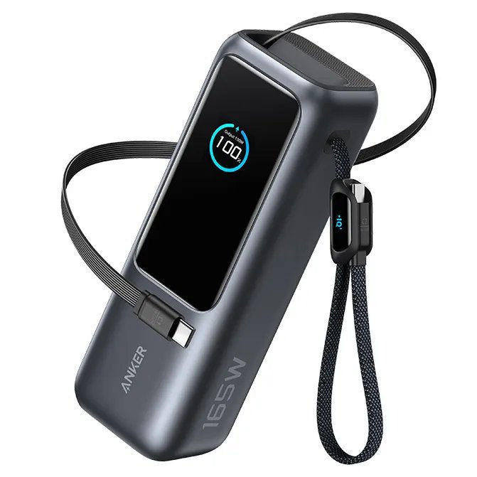 Anker Zolo Power Bank 25000mAh 165W – Built-in Retractable Cables, Fast Charging Portable Charger