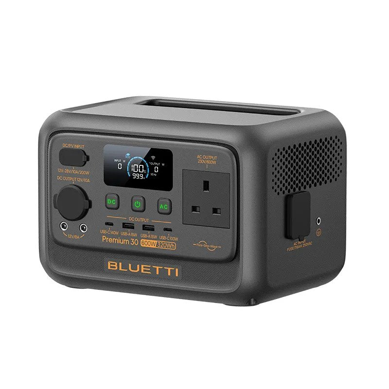 BLUETTI Premium 30 V2 Portable Power Station 320Wh 600W โ LiFePO4, UPS, 140W USB-C, 4.3kg Lightweight