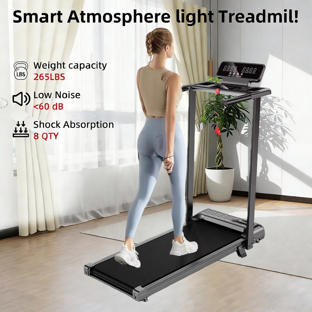 Foldable Treadmill & Walking Pad Kenya | Portable Electric Smart Treadmill with LED Screen, Anti-Skid Running Surface, Speed 1-12km/h, Home & Office Treadmill, Under Desk Walking Pad, Running Machine Kenya