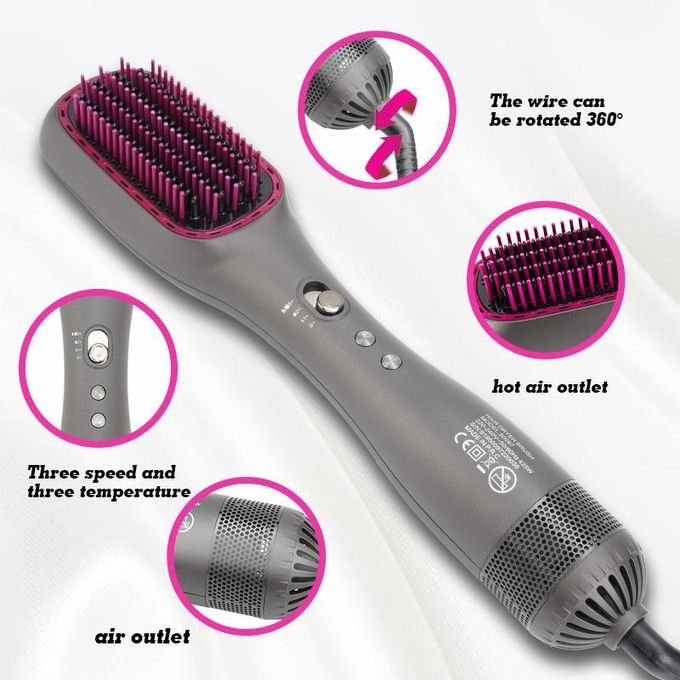 DSP 2-in-1 Ceramic Hair Straightener Brush Kenya | Ionic Straightening Brush with Wet & Dry Function, Anti-Scald, Auto Temperature Lock & Auto Shut-Off, Electric Hair Straightening Comb Kenya