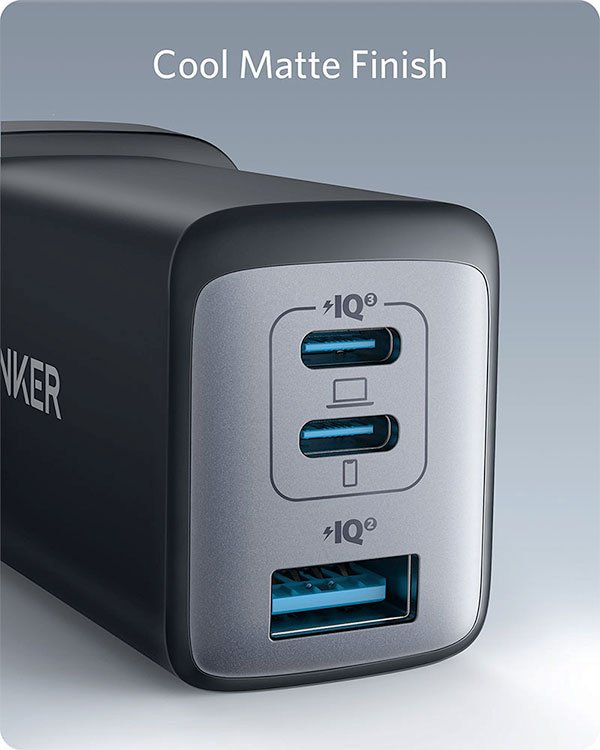 Anker PowerPort III 3-Port 65W Pod Charger | Dual USB-C & USB-A Fast Wall Charger