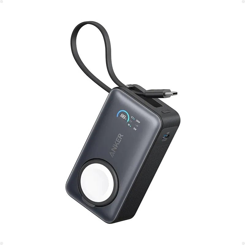 Anker MagGo Power Bank 10000mAh 30W | Built-In USB-C Cable & Apple Watch Charger