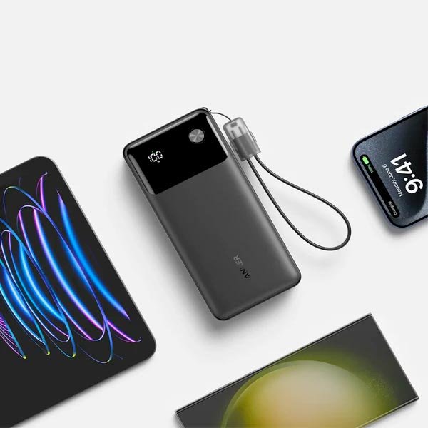 Anker 20000mAh 30W Power Bank | Built-In USB-C Lanyard Cable High Speed Power Bank