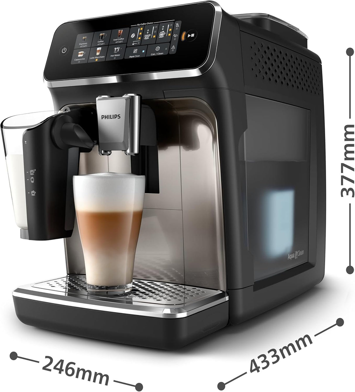 Philips 3300 Series Fully Automatic Coffee Machine | LatteGo, SilentBrew & Coloured Touch Display