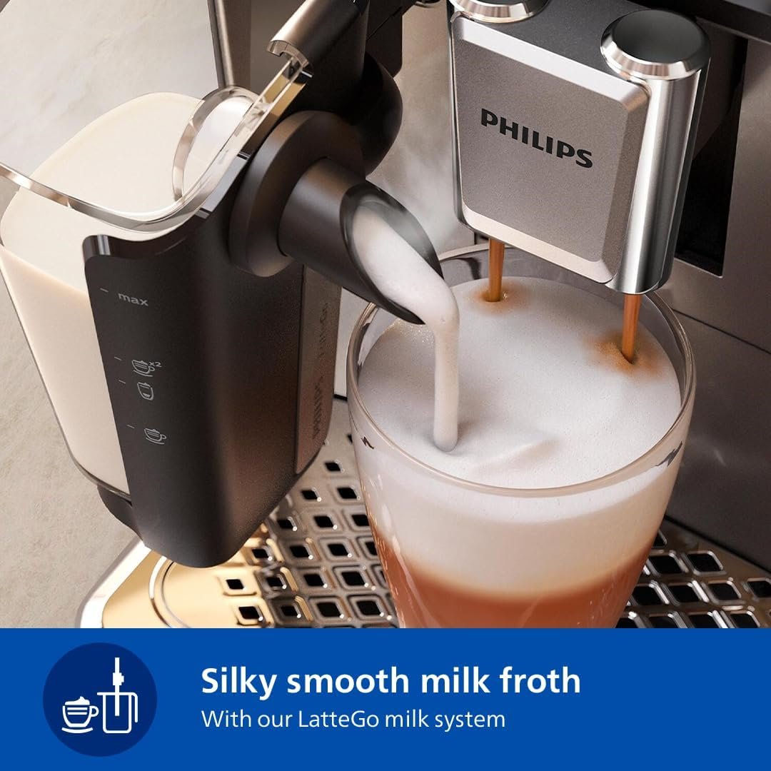 Philips 3300 Series Fully Automatic Coffee Machine | LatteGo, SilentBrew & Coloured Touch Display