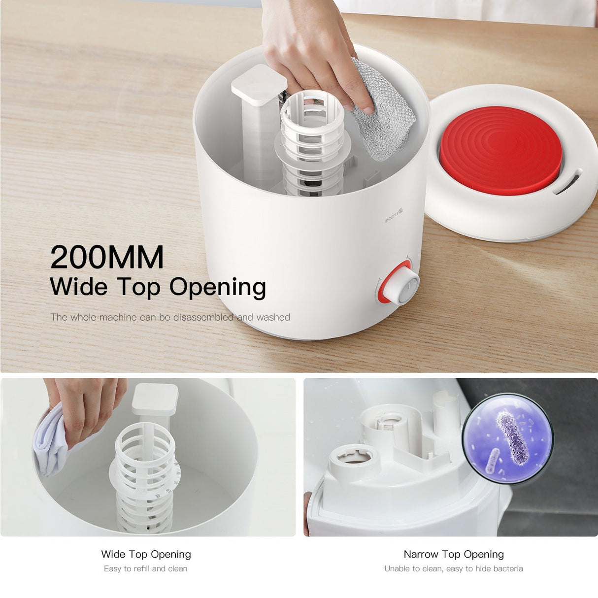 Deerma F300 Ultrasonic Humidifier Manual Air Purifier Rotatable Mist Nozzle Quiet Operation with Activated Carbon Filter for Home & Office (2.5L) White