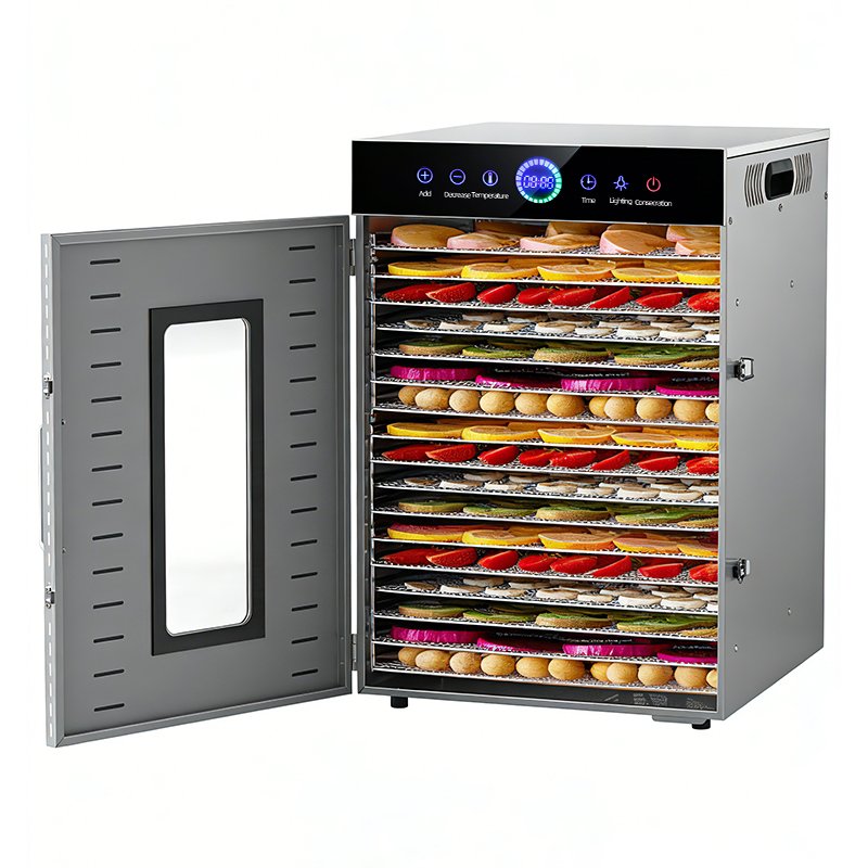 Stainless Steel Food Dehydrator Machine โ Fruit, Vegetable, Meat & Herb Dryer with Temperature Control, 6 to 18 Trays