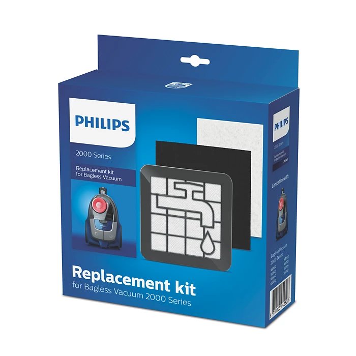 Philips Series 2000 Bagless Vacuum Cleaner Replacement Filter Kit - Washable Motor Filter, Foam & Exhaust Filters