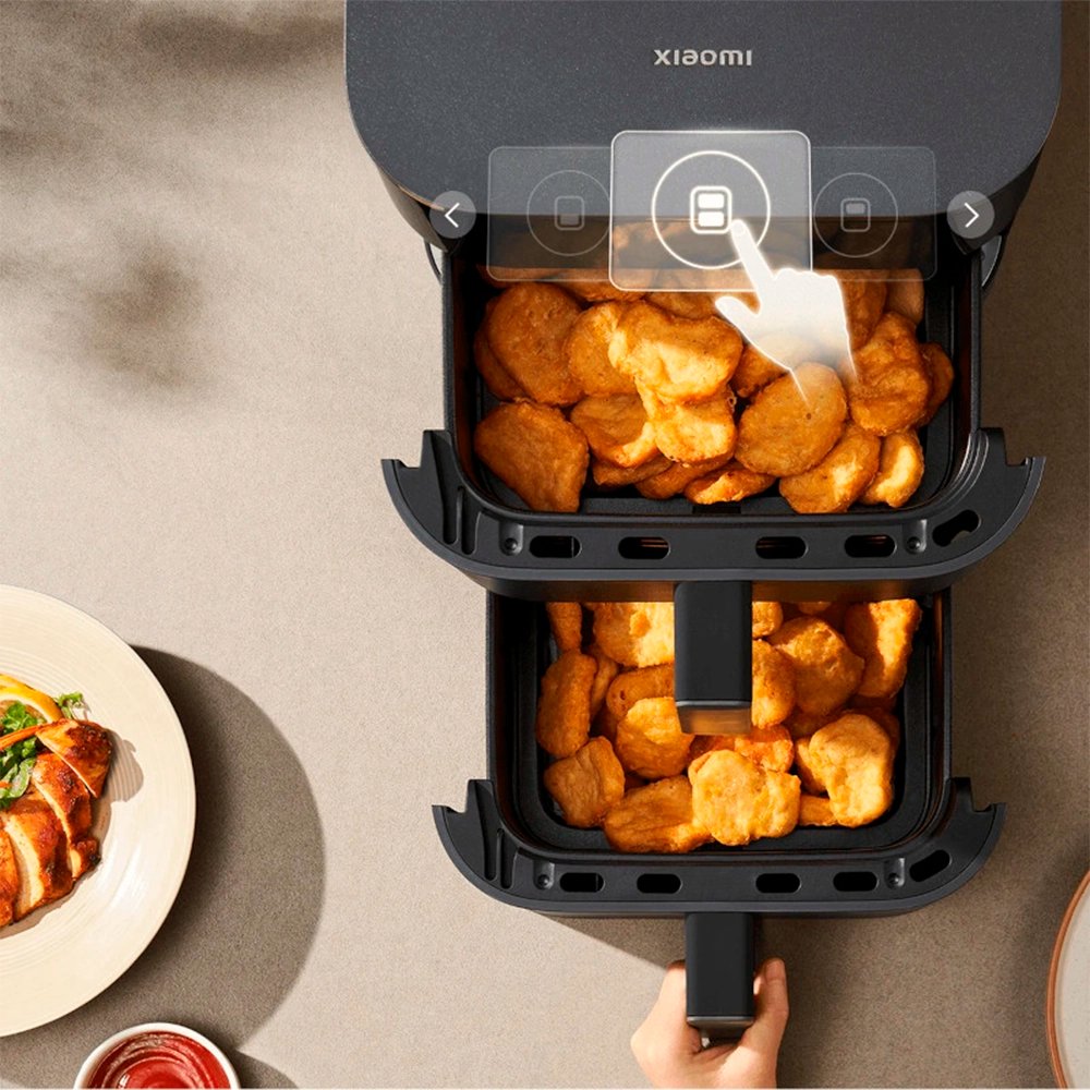 Xiaomi Smart Double Stack Air Fryer 12L – Large Capacity Dual-Basket Air Fryer, 2800W High-Power Rapid 360° Hot Air Cooking, 14 Preset Modes, HD Touch Display, App & Schedule
