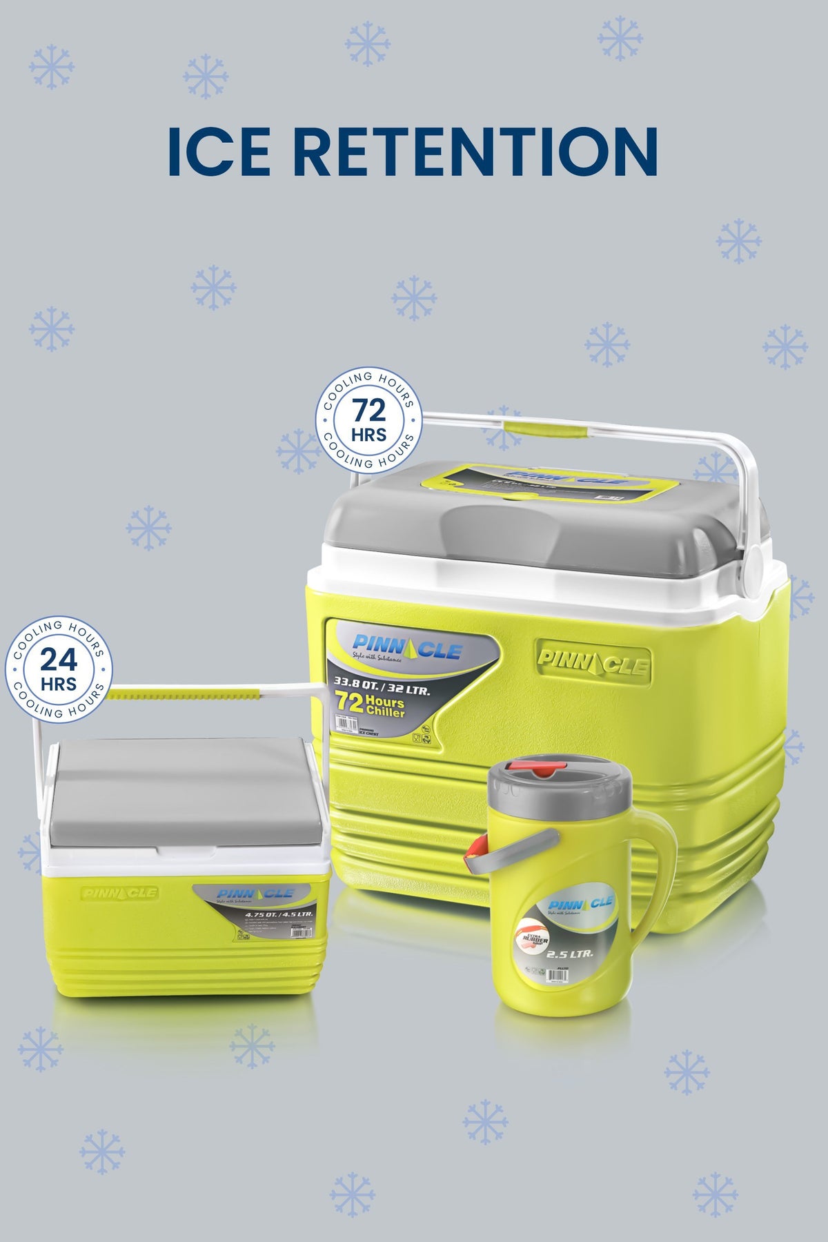 Pinnacle 3-in-1 Cooler Box Set | 25L Cooler Box, 4.5L Cooler Box and 2.5L Insulated Jug