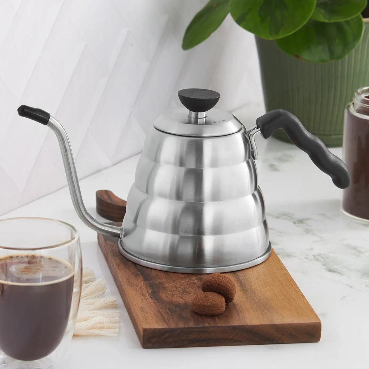 Gooseneck Kettle 1.2L with Built-In Thermometer, Stainless Steel Pour Over Coffee Kettle and Tea Pot, Induction, Gas and Fire Safe