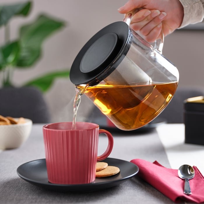 Danny Home Glass Teapot 1.5L with Stainless Steel Sieve | Heat Resistant Borosilicate Tea Pot with Infuser