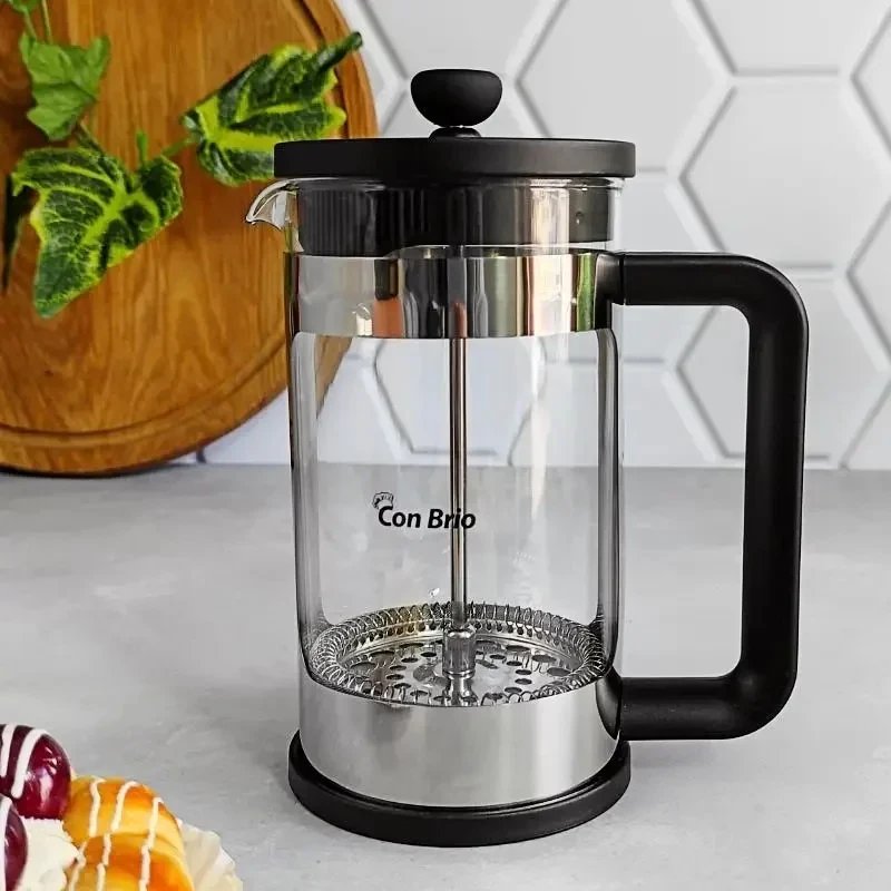 Danny Home French Press Coffee Maker, Glass Tea and Coffee Plunger | Borosilicate Glass Cafetiere with Stainless Steel Filter, No Paper Filters