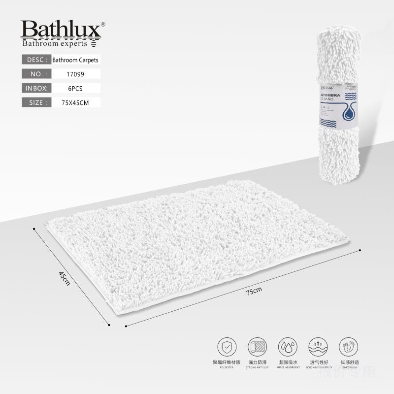 Bathlux shaggy microfibre bath mat 75x45cm in white