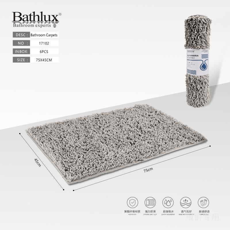 Bathlux shaggy microfibre bath mat 75x45cm in light grey